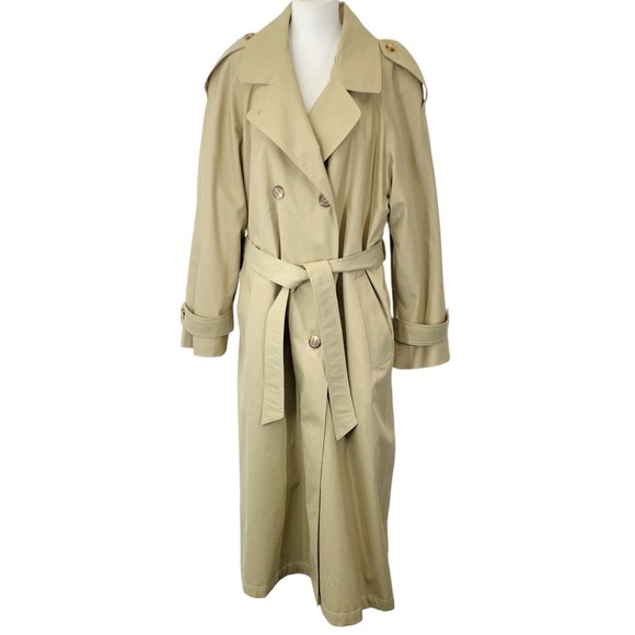 Tomme Trench Coat Womens 16 Beige Tan Blanket Lined Belted Long Quality Vtg 80’s - Picture 1 of 14